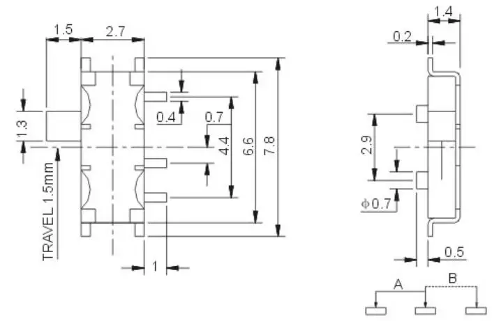 Mini interruptor deslizante de 7 pines para MP3, MP4, SPDT, MSK-12C02, SMD, 50 unids/lote - imagen 4