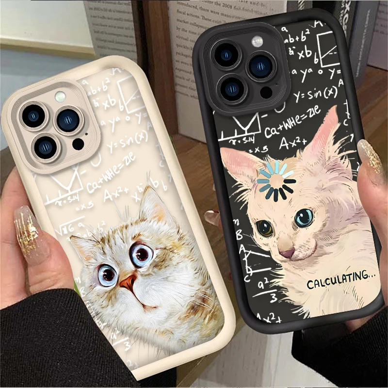 Funda de teléfono con diseño de gato sorpresa para iPhone 17 Air 16 16E 15 14 13 12 11 Pro Max X XS X S Max XR SE 2020 SE4 7 8 funda de silicona - imagen 3