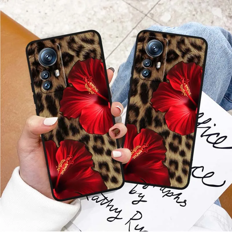 Funda con estampado de leopardo para Xiaomi Mi 17 15 14 14T 13 12 11 13T 12T 11T 12X Lite Ultra Pro Max 5G, funda negra para teléfono - imagen 3