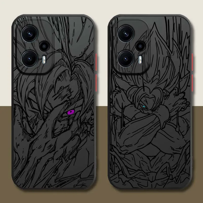 D-Dragon Ball Goku funda bonita para Xiaomi Poco X6 X5 X4 M6 M5 F6 F5 C65 Pro GT 5G funda de teléfono translúcida esmerilada - imagen 2