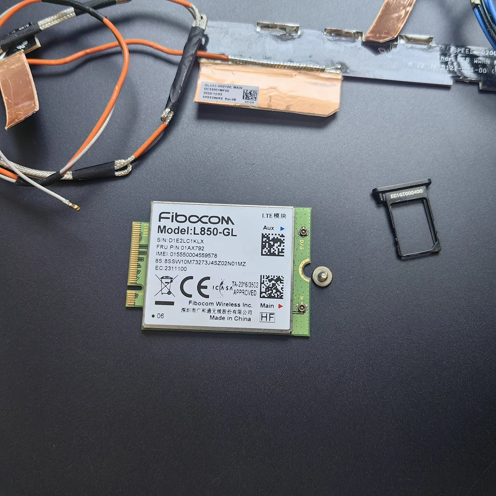 Kit de módulo Fibocom L850-GL LTE Cat4 para portátil Thinkpad P15v T15p Gen1, tarjeta 4G WWAN, antena Original, bandeja de tarjeta SIM - imagen 2