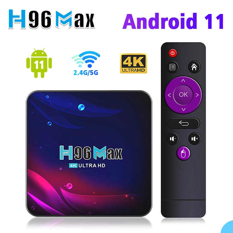 H96 Max V11 caja de Tv inteligente Quad-Core 2G 16G Android 11 decodificador 4k Wifi2.4G/5G BT4.0 compatible con ratón y teclado - imagen 2