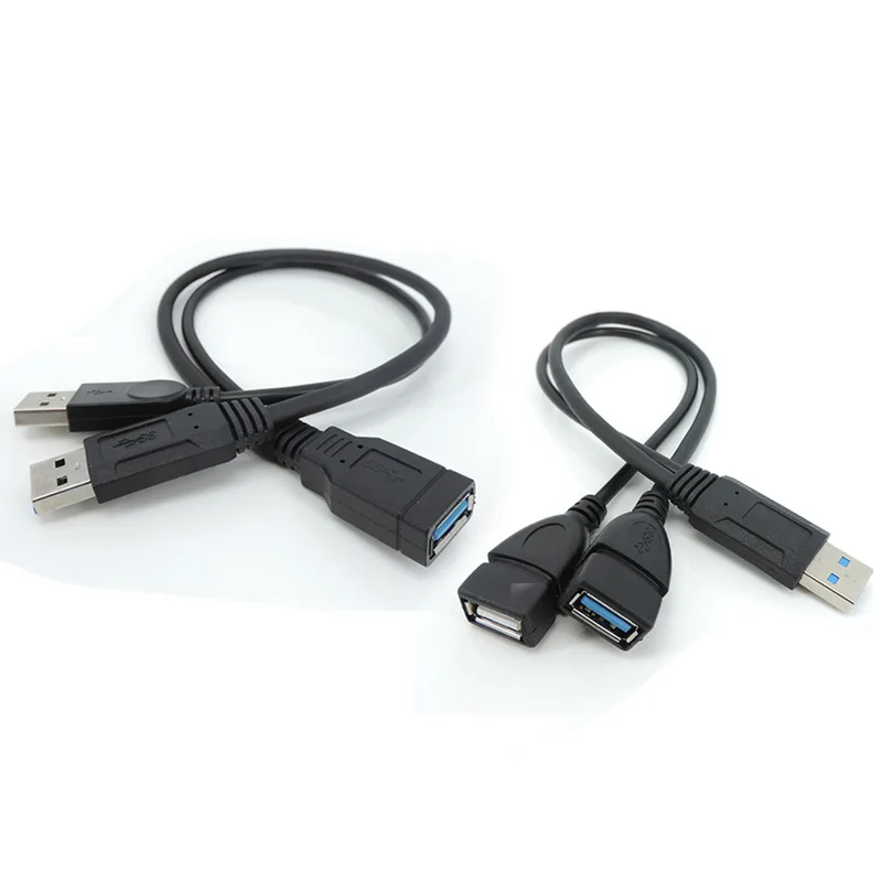 USB 3,0 2,0 macho hembra a doble USB 3,0 macho hembra Jack Splitter USB Hub Cable adaptador de Cable de datos - imagen 2
