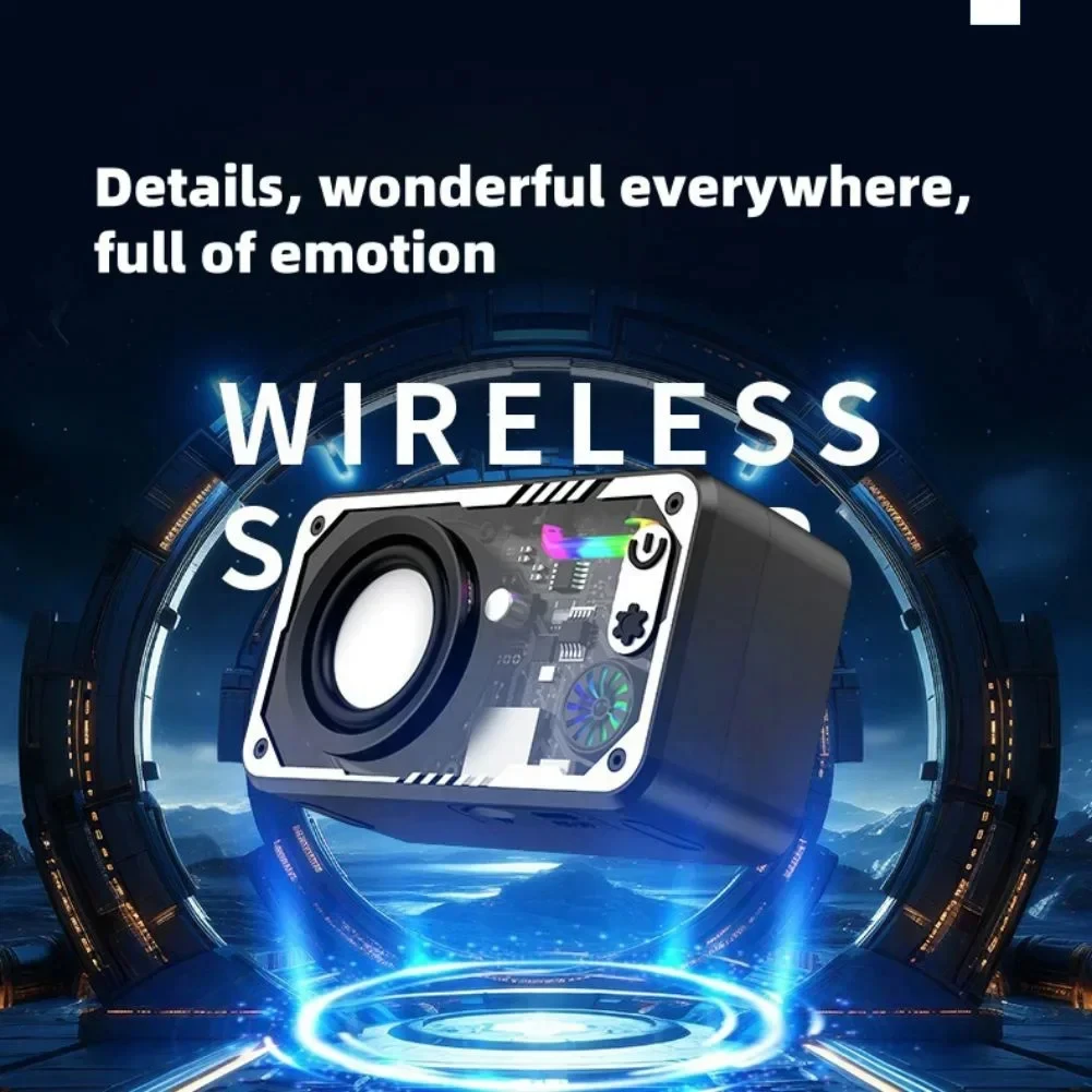 Altavoz inalámbrico portátil Mini altavoz estéreo de viaje transparente Mecha Bluetooth diafragma de doble bajo Subwoofer RGB LED altavoz
