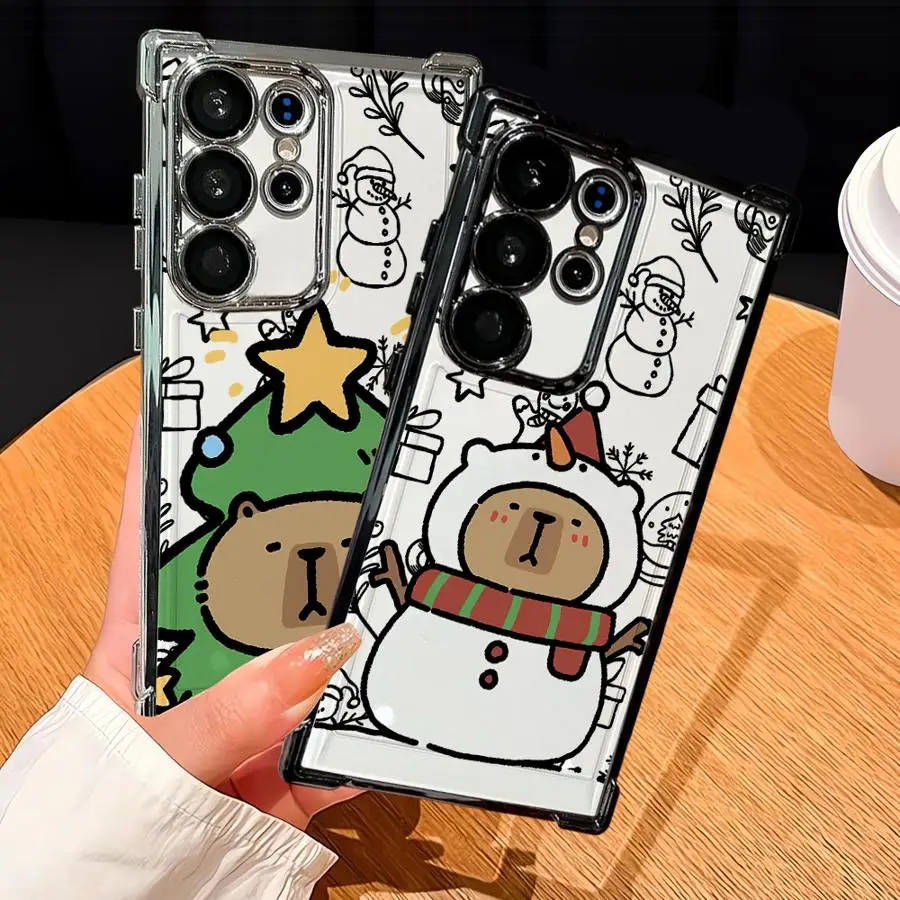 Funda suave de dibujos animados de capibara de Navidad para Samsung Galaxy S20 FE S23 S25 Edge S21 Plus S22 Ultra S24