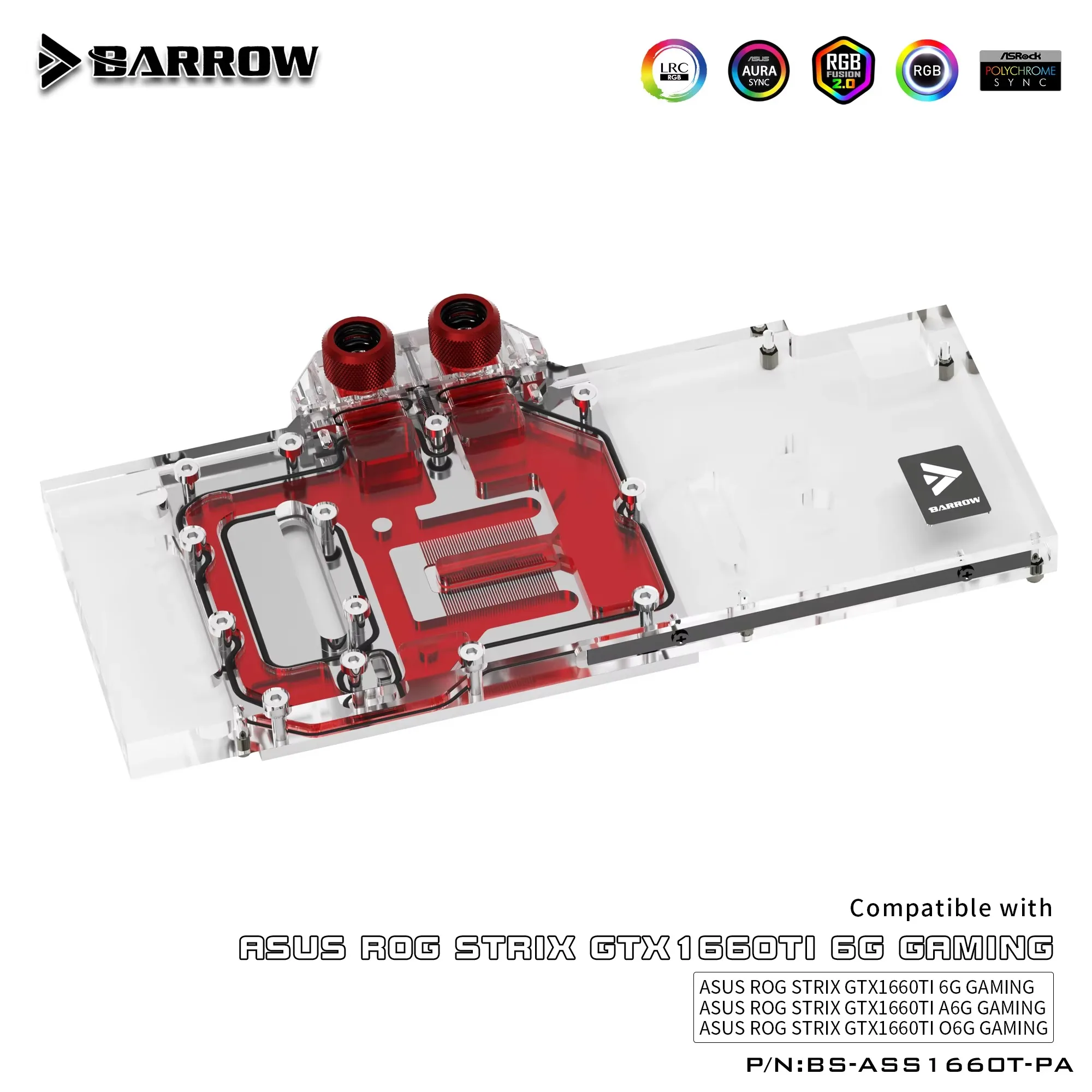 Barrow BS-ASS1660T-PA, Full Cover Graphics Card Water Cooling Blocks, for Asus Rog Strix GTX1660Ti 6G / A6G / O6G Gaming - imagen 2