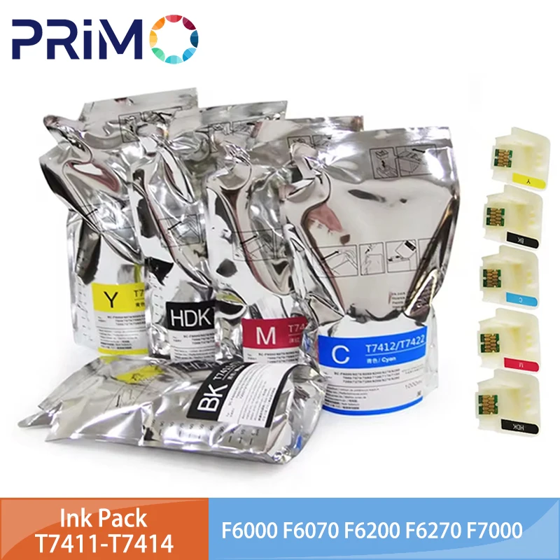 Paquete de tinta T7411 T7412 T7413 T7414 T741X, bolsa de tinta de sublimación para Epson F6000 F6070 F6200 F6270 F7000 F7200 F7270 F9200, 1000ML