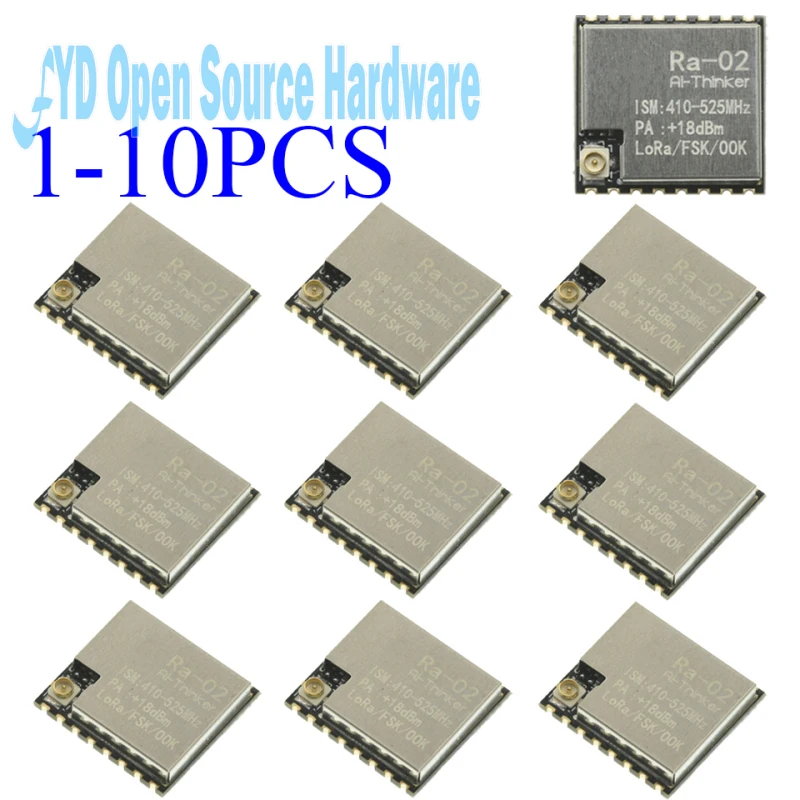 1-10PCS Ra-02 SX1278 Módulo LoRa – 433MHz, +20dBm UART Antena de transmisión transparente para Arduino