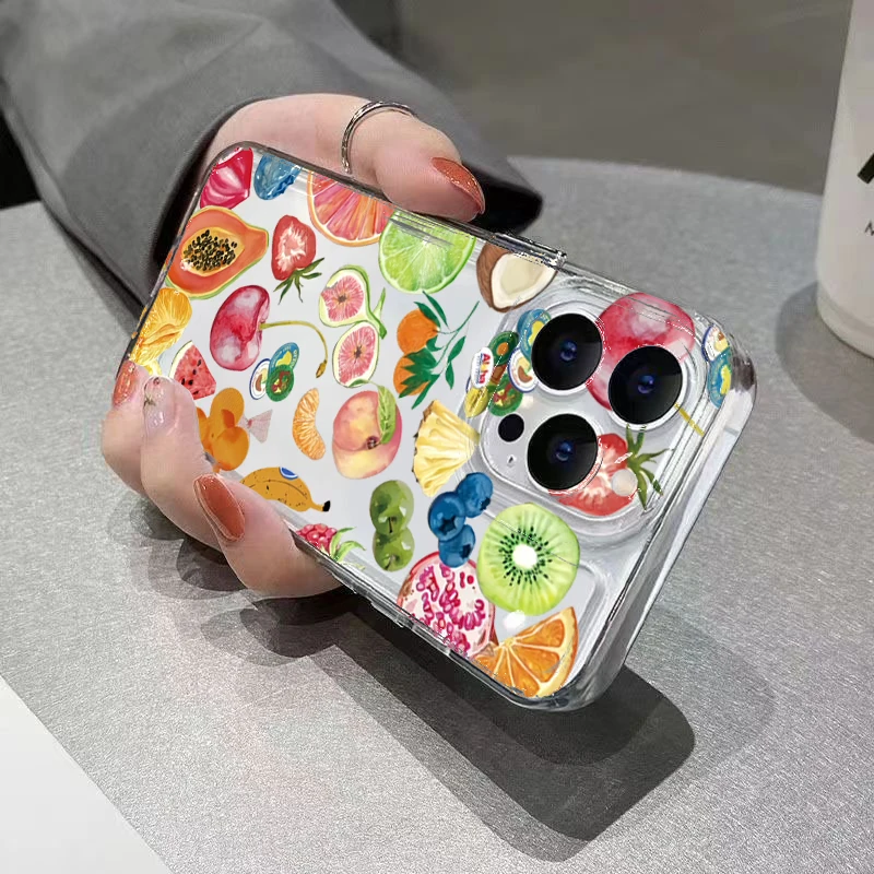 Funda de teléfono transparente con diseño de frutas de cobertura completa de TPU para iPhone 11 12 13 14 15 16 Pro Max XS X XR 7 8 Plus SE 2025 2020 - imagen 4