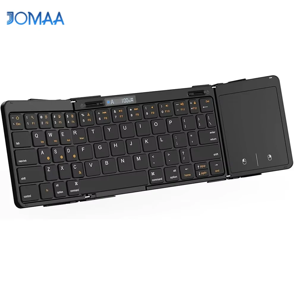 Teclado Bluetooth plegable con panel táctil, teclado de viaje inalámbrico, compatible con conexión multidispositivo, teclado portátil de tamaño completo - imagen 2
