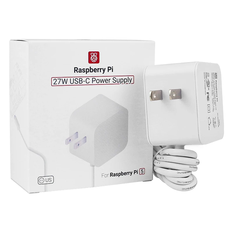 Fuente de alimentación oficial Raspberry Pi 27W USB-C 5,1 V 5A Compatible con carga PD enchufe UE EE. UU. Reino Unido para Raspberry Pi 5 - imagen 2