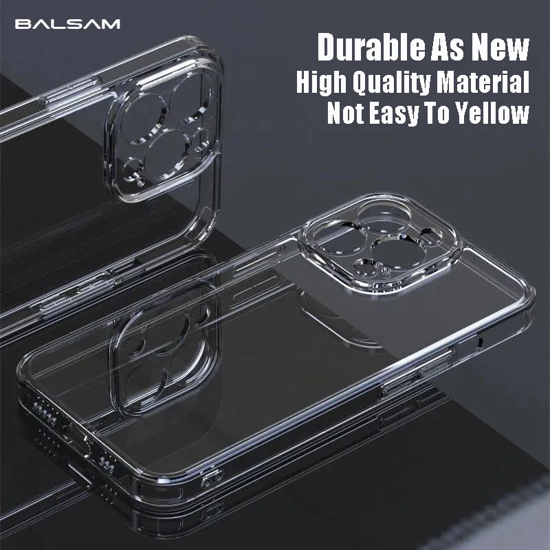 Funda de teléfono de vidrio templado transparente para iPhone 16 15 14 13 12 11 Pro Max Plus XR X XS 7 8 parachoques a prueba de golpes cubierta transparente dura