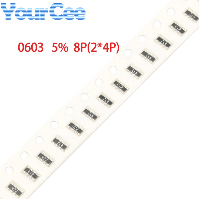 Resistencia de red 100 piezas 0603, 8P, 0 ~ 1M, 0, 1, 5%, 2,2, 10, 20, 56, 3,3, 6,8, 120, 200K, 15K, 30K, 68K, 510 K, 680K, 1,2 K, 100K 1M ohm - imagen 2