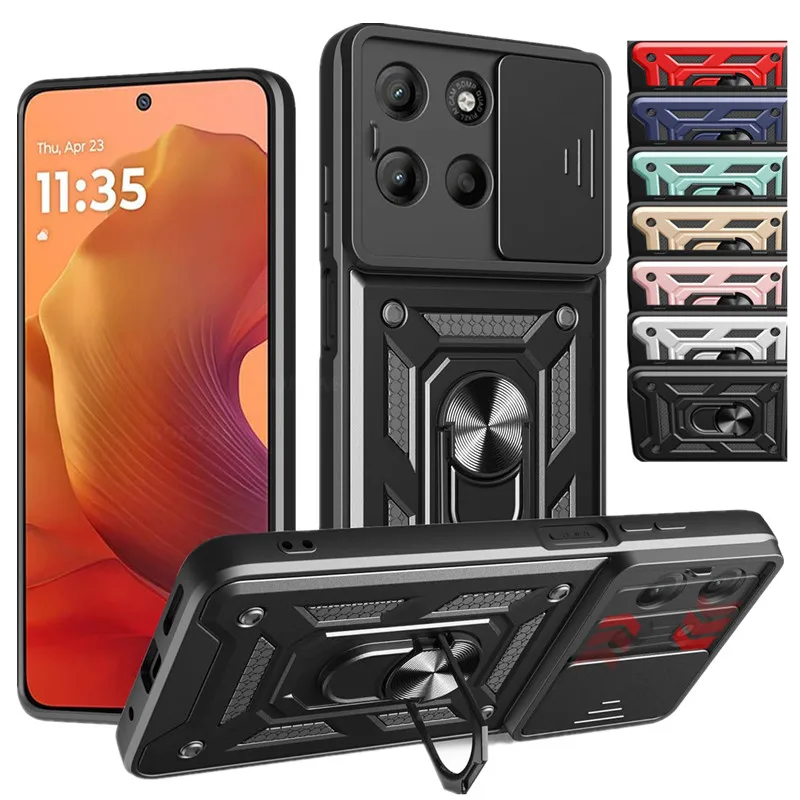 Armadura Funda de teléfono para Motorola Moto G56 G86 cubierta protección de lente con anillo soporte magnético Coque Fundas Capa