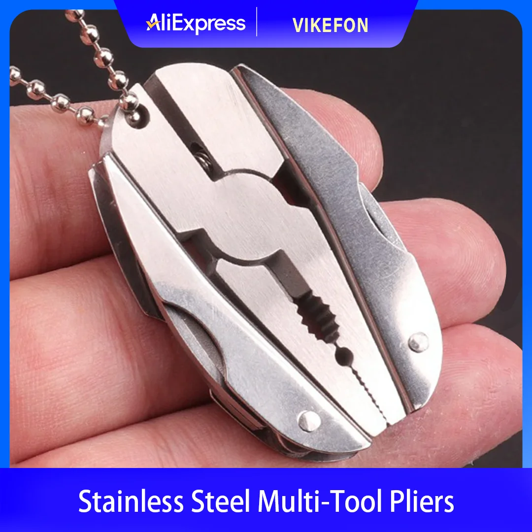 Alicates multiherramienta portátiles de acero inoxidable 6 en 1, cuchillo, llavero, destornillador, kits de viaje perfectos para uso en exteriores