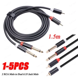 Cable adaptador RCA a Jack 6.35mm mezclas y amplificadores
