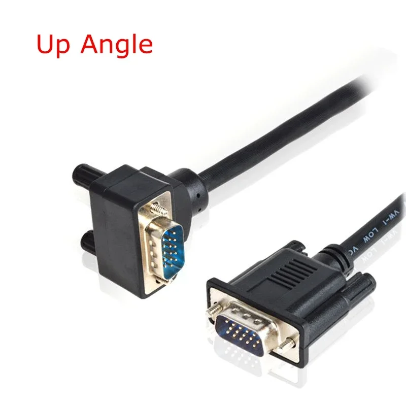 Cable VGA de 15 pines, 3 + 6 ángulos, VGA macho recto a VGA, Cable macho 90D en ángulo izquierdo y hacia arriba y hacia abajo para proyector, ordenador, Monitor HDTV - imagen 3