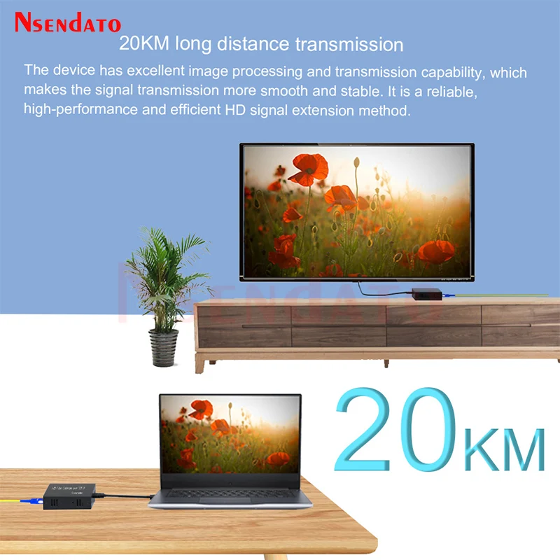 Extensor de fibra óptica HDMI para PC, receptor de transceptor sobre SC 1080P, 3Km, 20Km - imagen 3