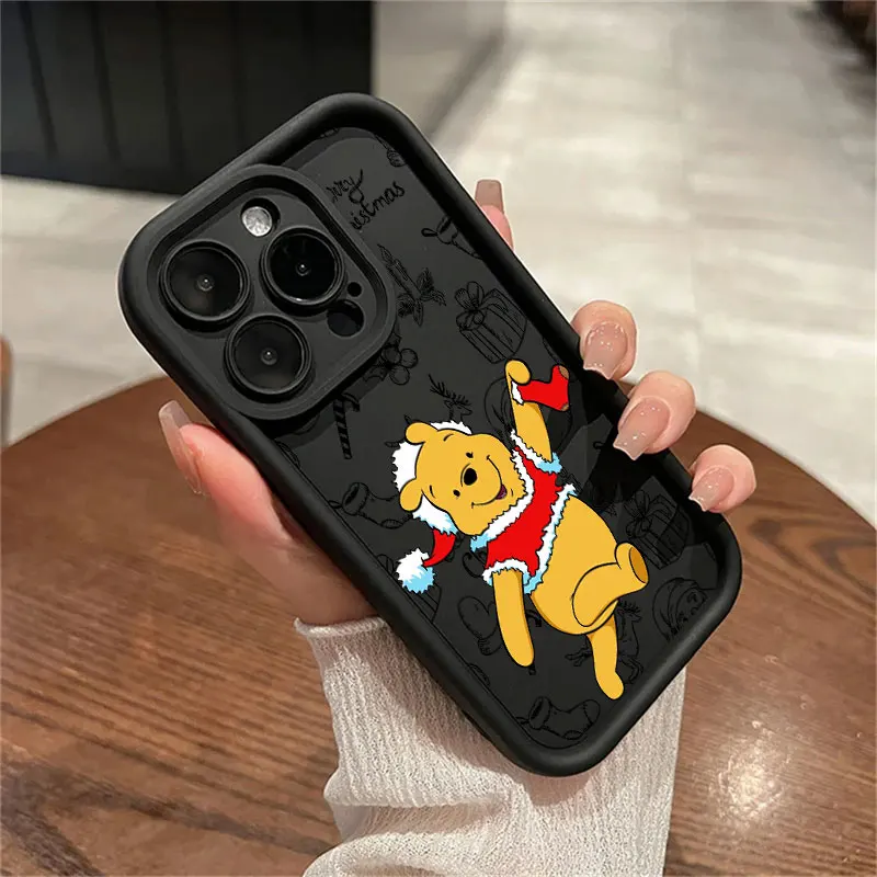 Disneies Navidad Linda funda de teléfono Winnie para IPhone 16 15 14 13 12 11 Pro Max Mini XR XS X 7 8 6 6s Plus cubierta trasera suave de TPU - imagen 4