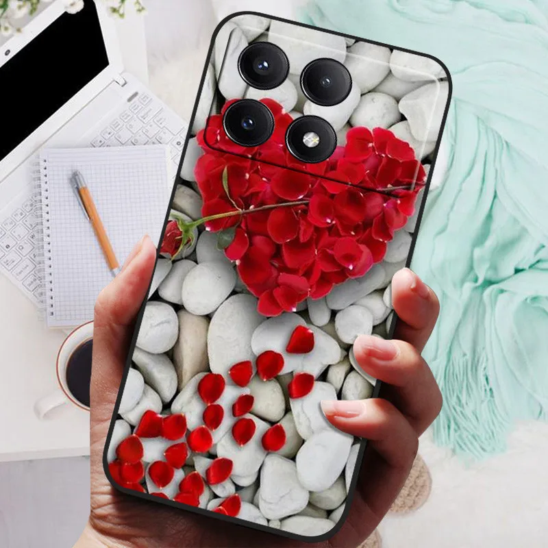 Funda de silicona para Xiaomi Poco F6 Pro, carcasa suave de TPU, color negro, Lobo y León, 2024 - imagen 5