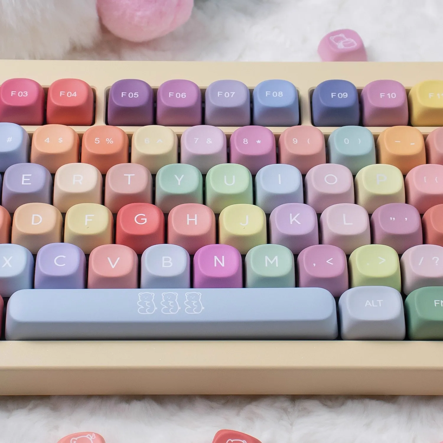 Teclas de teclado de perfil MOA Bear Candy de 134 teclas, teclas PBT de sublimación de tinte para interruptores mecánicos MX Cherry, teclado para juegos - imagen 4