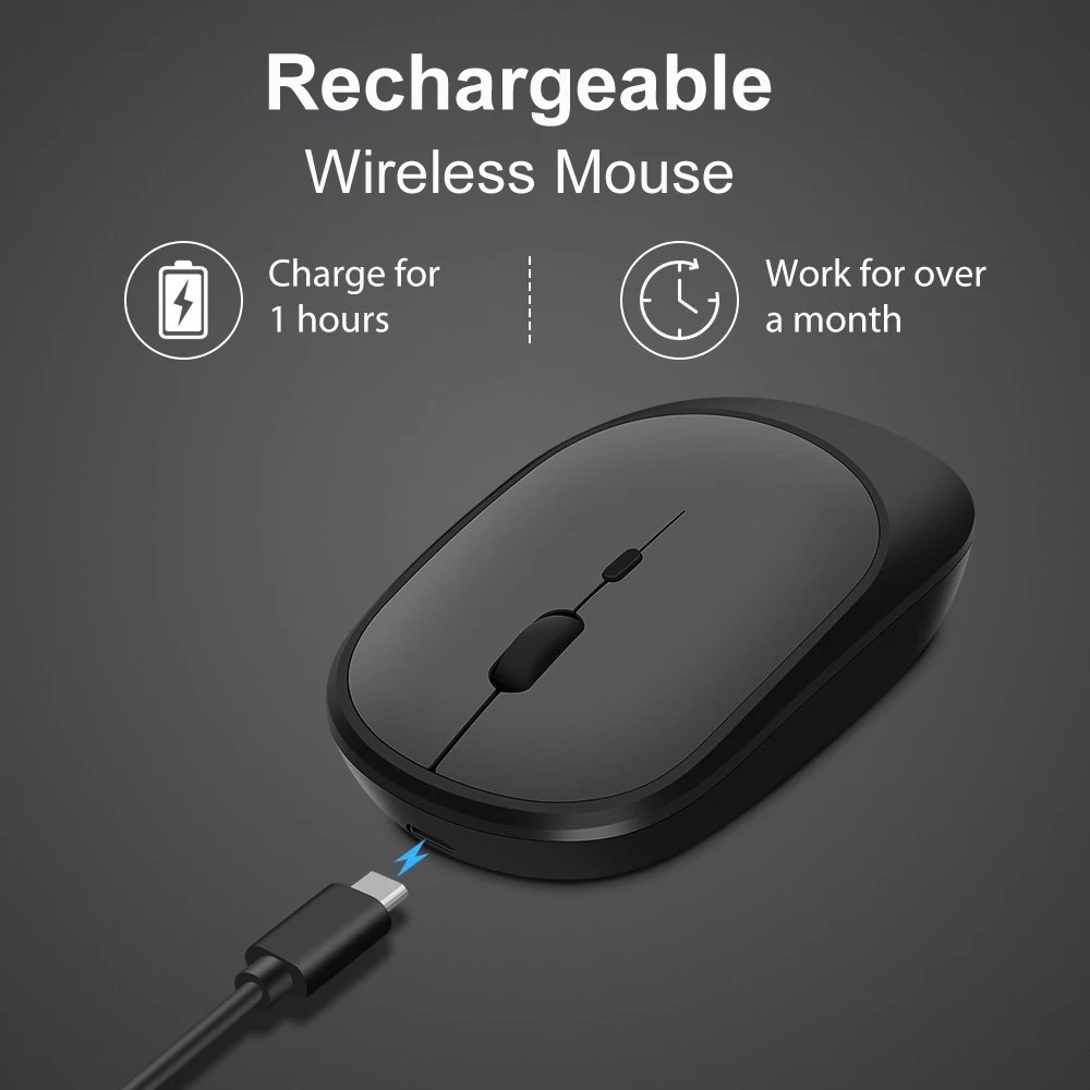 Ratón inalámbrico recargable para Gamer, modos duales, compatible con Bluetooth, USB de 2,4G, para portátil, tableta, PC, Macbook Mause - imagen 3
