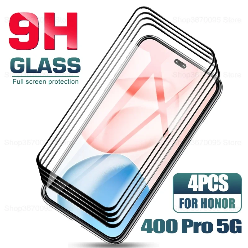 Para Honor 400 Pro 4 Uds pegamento completo vidrio templado curvo en Honor400Pro 400Pro 2025 5G Xonor 400P funda protectora de pantalla amigable