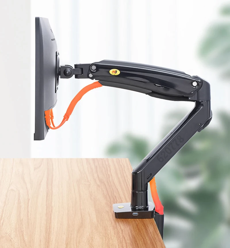 NB F100A Soporte de brazo para monitor de escritorio con resorte de gas para brazo de montaje de monitor de 22-35 pulgadas y 3-12 kg con puerto USB 3.0 - imagen 3