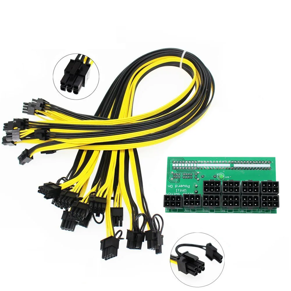 Ethereum ETH ZEC fuente de alimentación de servidor de minería, adaptador de corriente de Cables de 6 pines a 6 + 2 pines, 12V, GPU/PSU, placa de ruptura, 18awg, PCI-E - imagen 5