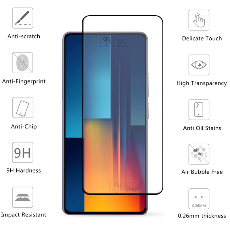 6 en 1 para Xiaomi Poco M6 Pro vidrio para Poco M6 Pro vidrio cubierta completa pegamento 9H HD Protector de pantalla de película para Poco M6 Pro lente de vidrio - imagen 2