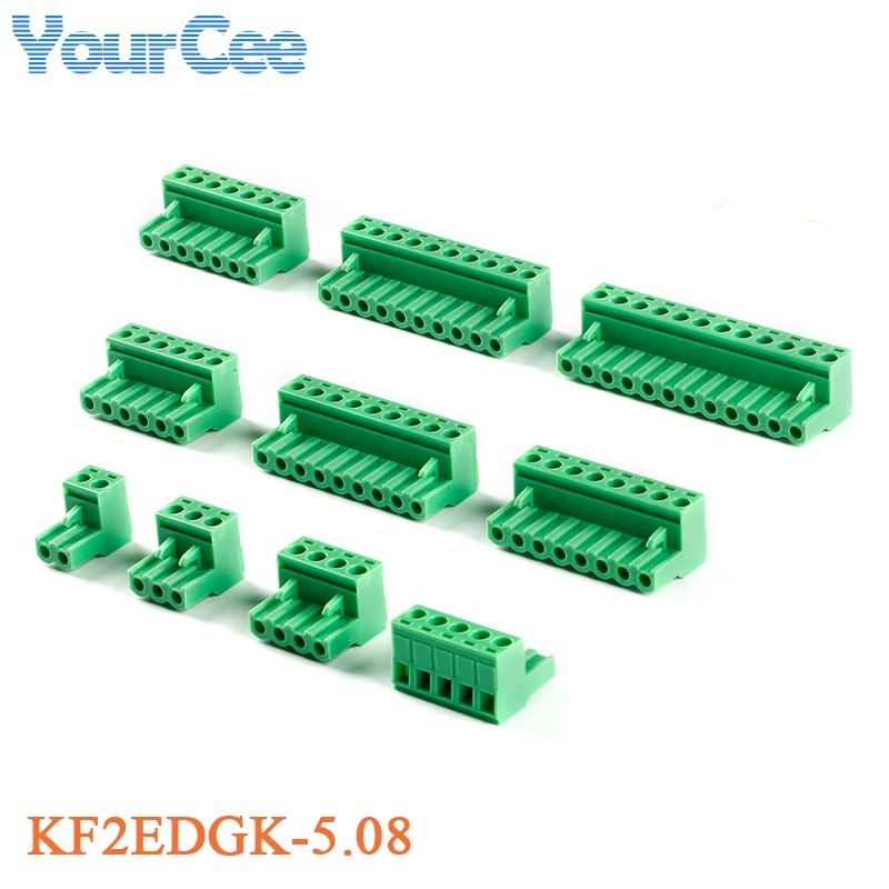 5 uds KF2EDGV/R/K-5.08mm conector de bloque de terminales conector de clavija doblada recta Terminal de conexión - imagen 2