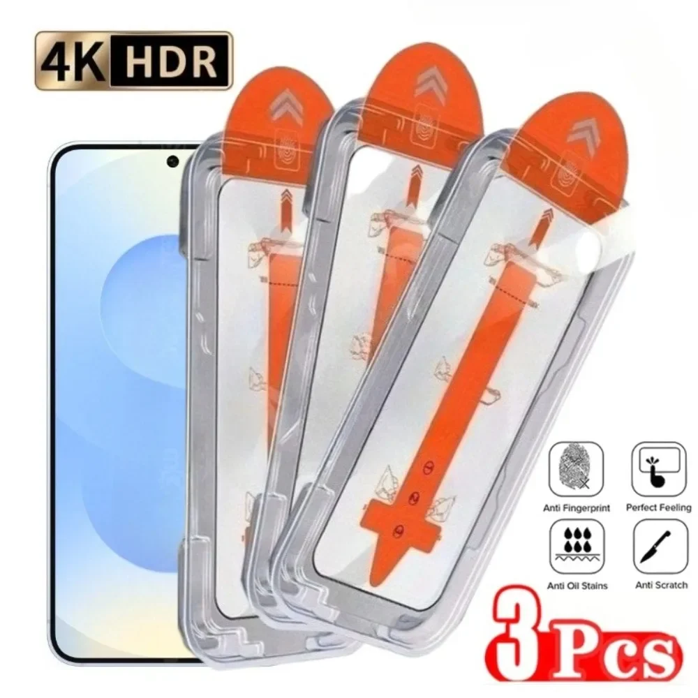 3 uds vidrio templado de alta definición para Samsung Galaxy S25 Ultra S23 S24 Plus S22 S21 S24 FE Protector de pantalla de instalación sin polvo