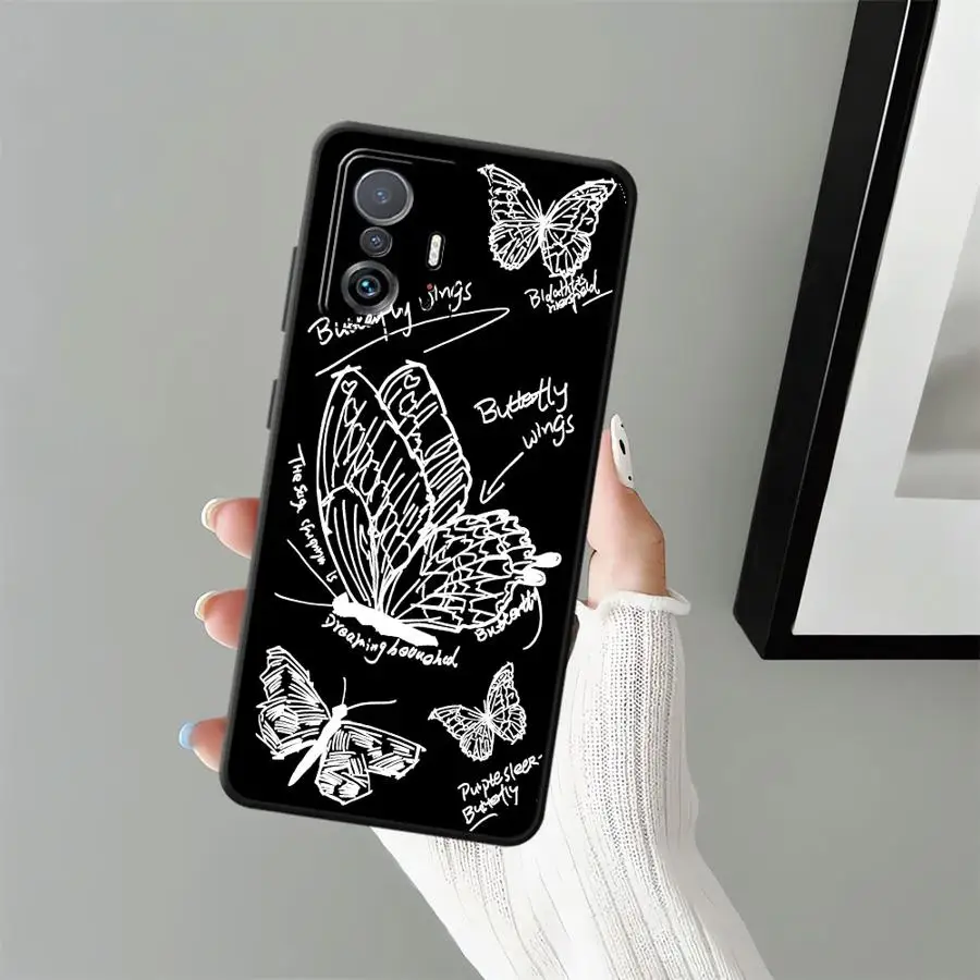 Funda de teléfono suave negra para Xiaomi Mi 11 12 13 Lite 10T 11T 12T Pro 12X 13 14 15 Pro hermosa mariposa - imagen 4