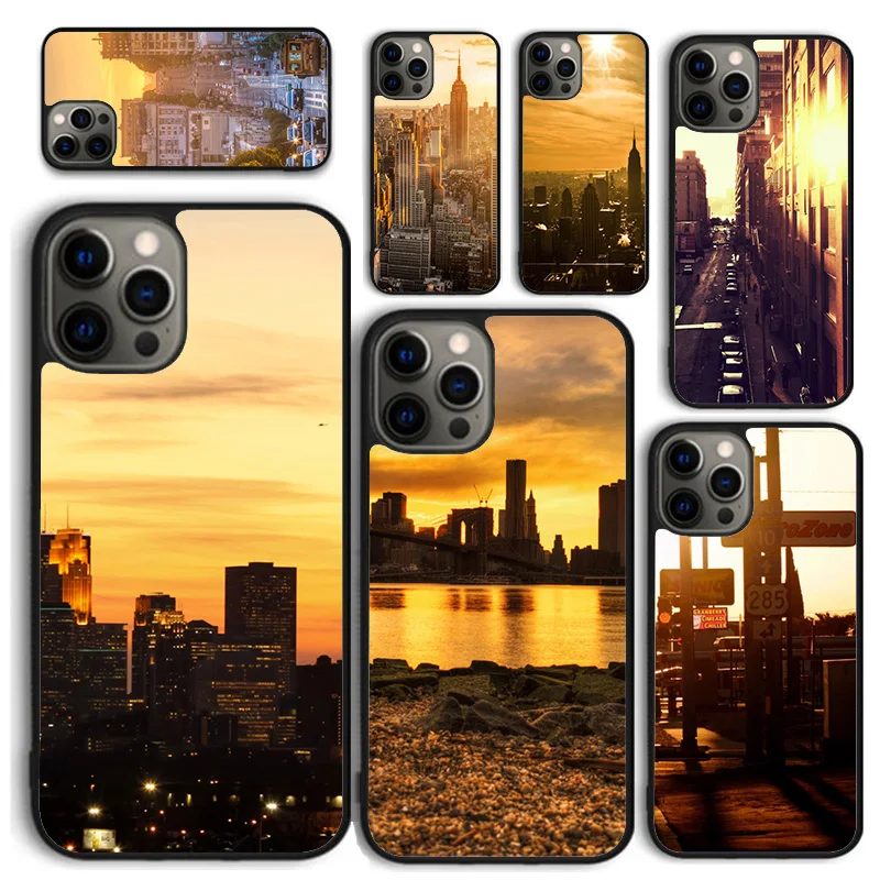 Funda de teléfono City Sunset para iPhone 17 Air 16 Coque 15 14 12 13 PLUS 11 PRO MAX contraportada Fundas Shell