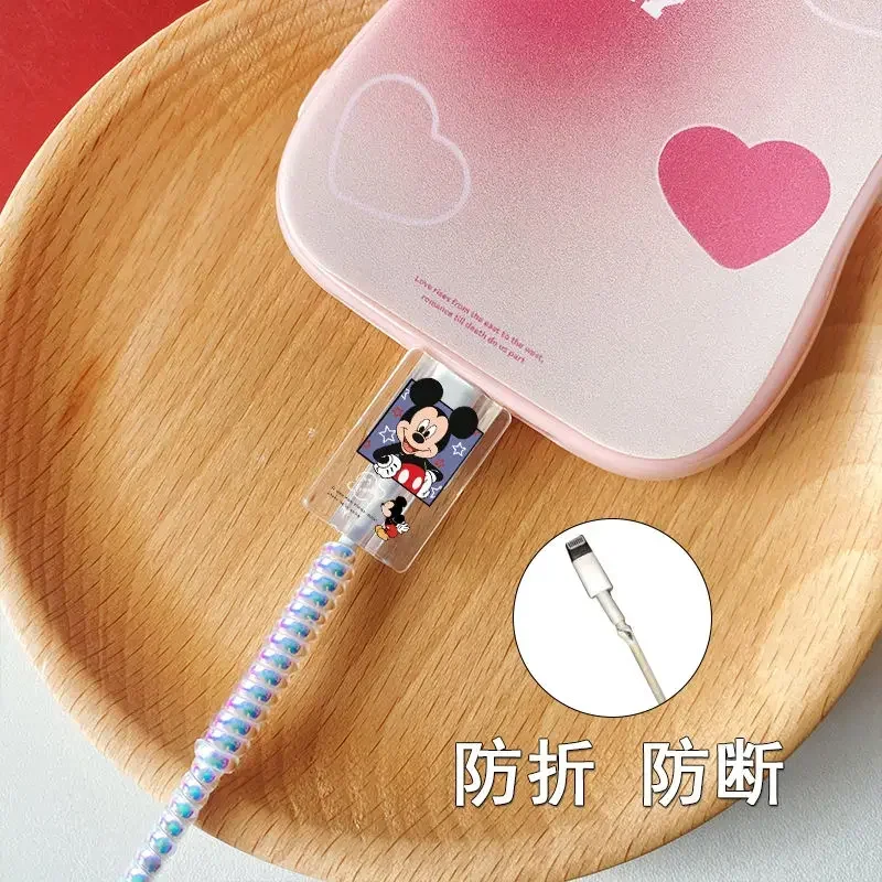 Juego de enrollador de cables de dibujos animados de Minnie Mickey para iPhone 15 14, carga rápida, enchufe de 18/20 W, protección del cargador de línea de datos - imagen 2