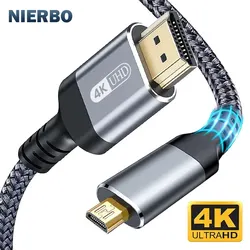 NIERBO Cable Micro HDMI 2.0 Trenzado 4K@60Hz 18Gbps Cámaras Monitores