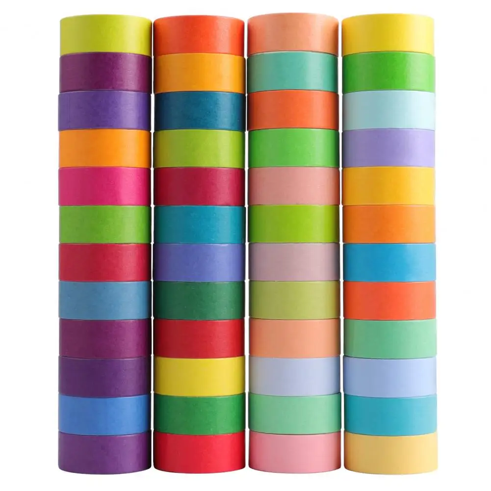 Surtido de cintas Washi de artesanos, juego de cintas Washi coloridas para diario, álbum de recortes, manualidades Diy, 48 rollos de arcoíris para planificadores - imagen 3