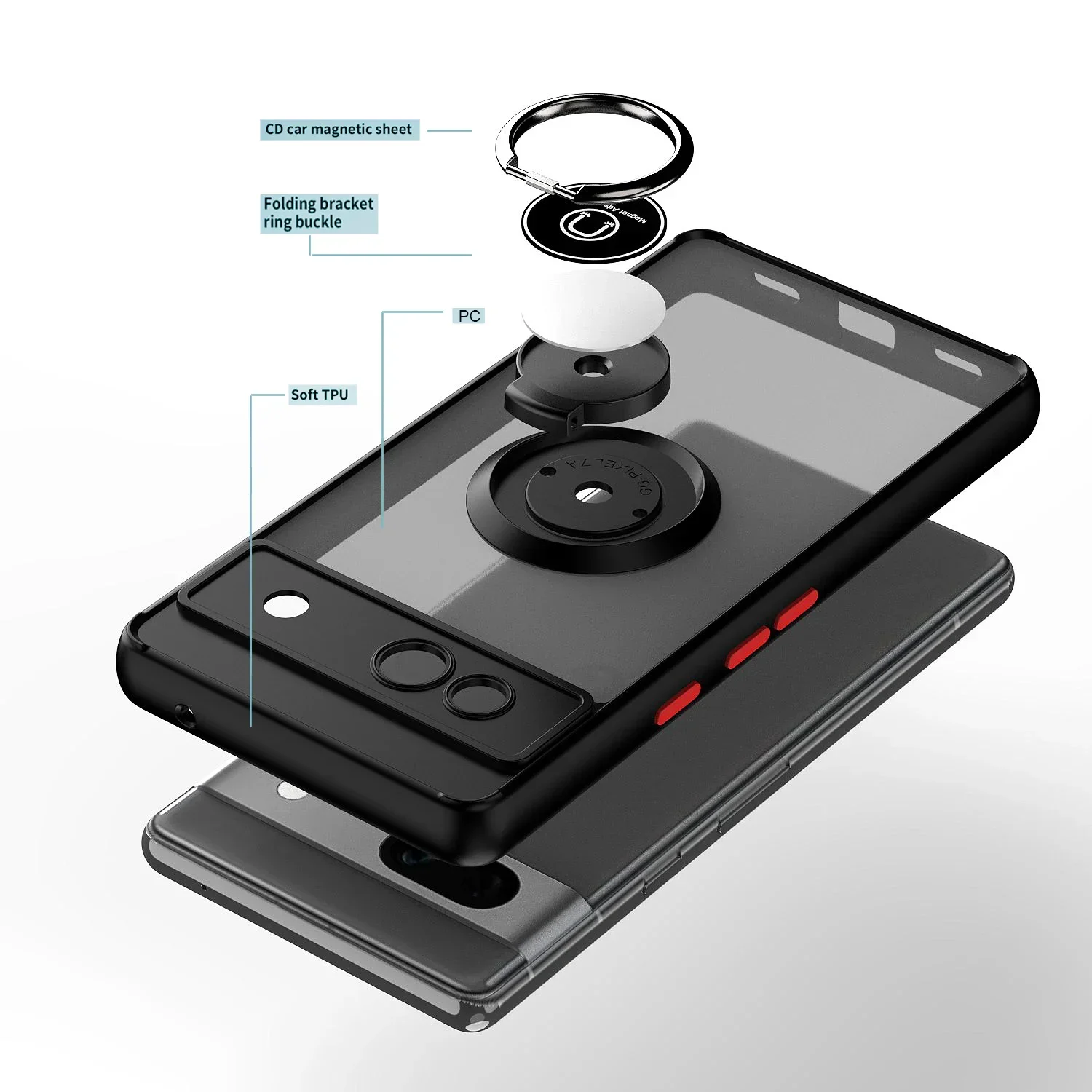 Armadura mate funda para Google Pixel 9 Pro 8A 8 7A 7 6 Pro cubierta anillo soporte magnético soporte a prueba de golpes Coque Fundas - imagen 3