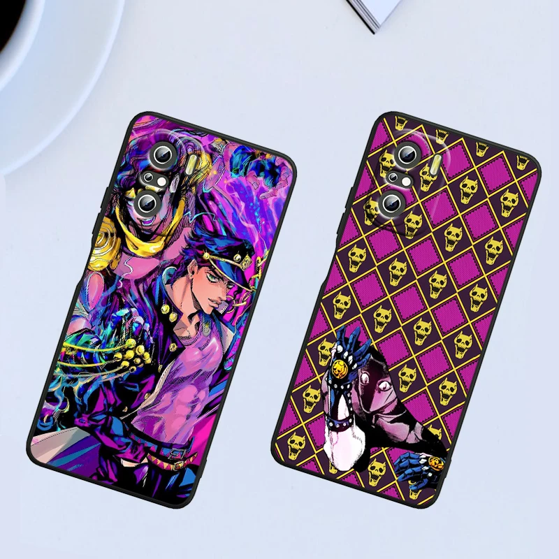 JoJo Jotaro Kujo Anime para Xiaomi Redmi Note 13 12 11E 11S 11 11T 10 10S 9 9S Pro Plus 4G 5G, funda negra para teléfono - imagen 2