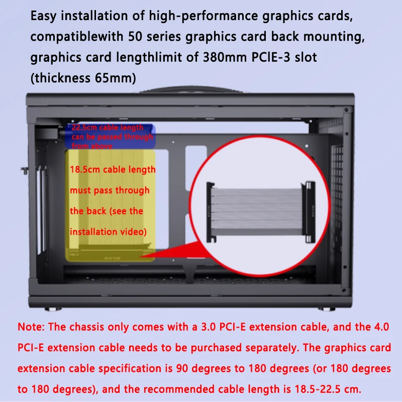 WeiJie PRO ITX Caja de computadora compatible con fuente de alimentación SFX/placa base ITX/tarjeta gráfica (L) ≤ 380 mm/funda portátil transparente lateral - imagen 3