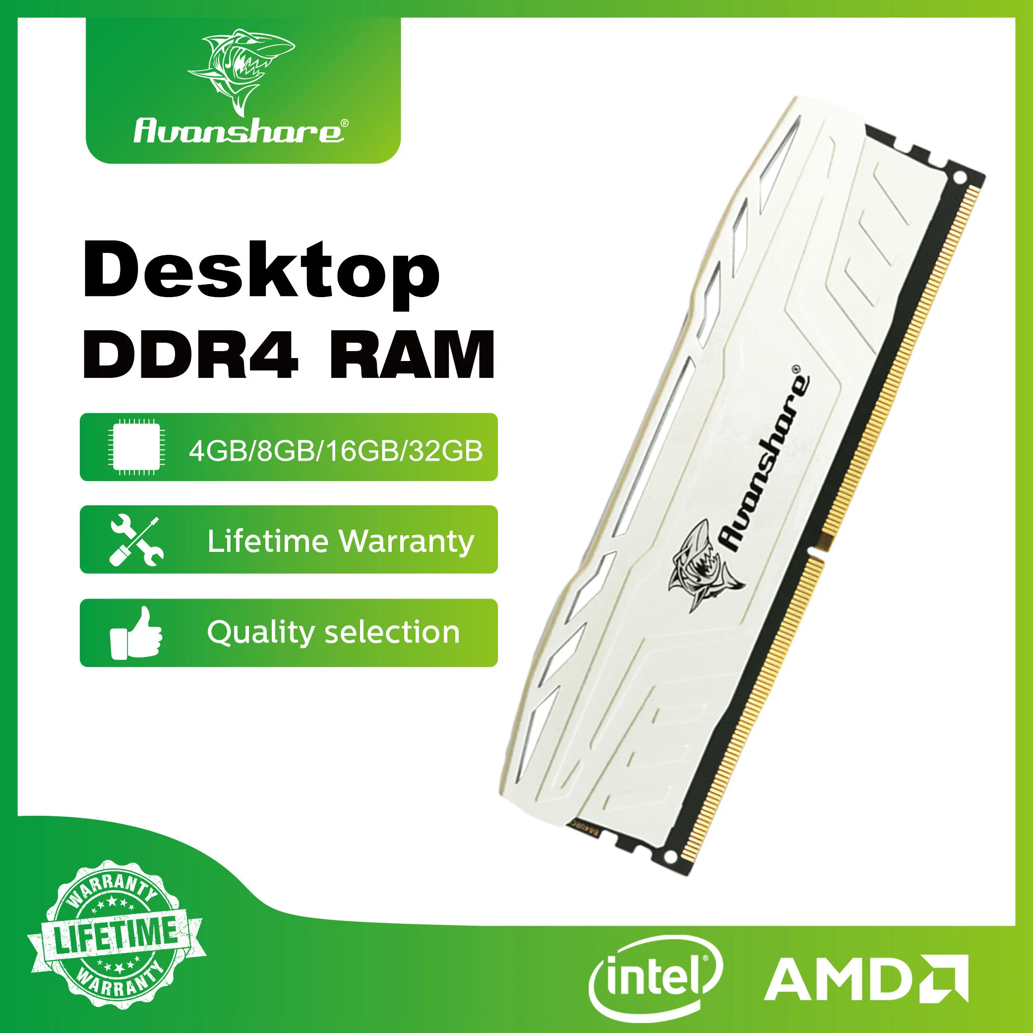 Avanshare nueva memoria Ram DDR4 DDR5 32GB 16GB 8GB 5600MHz 3200MHz 2666Mhz 2400mhz PC disipador de calor memoria RAM Intel XMP 3,0 AMD Expo