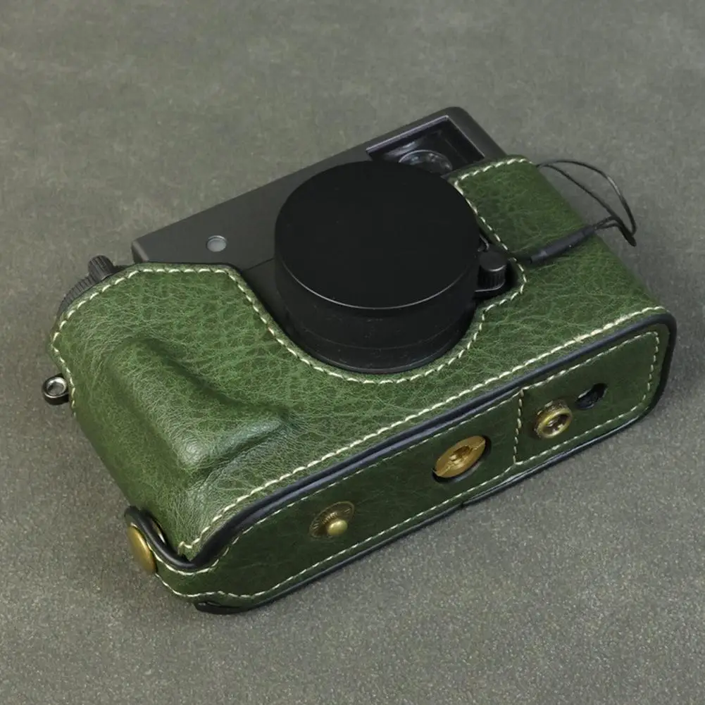 Para Fujifilm X medio Retro PU bolso de cuero para cámara estuche rígido medio con cinta cubierta del cuerpo carcasa cruzada O7Z0 - imagen 3