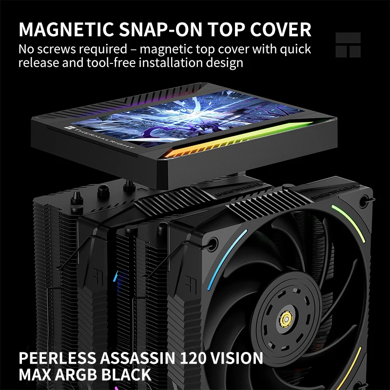 Thermalright Peerless Assassin 120 VISION MAX AGHP 5,0 6*6MM tubo de calor pantalla de 5 pulgadas enfriador de CPU refrigerado por aire para LGA1851/1700 AM5 - imagen 4
