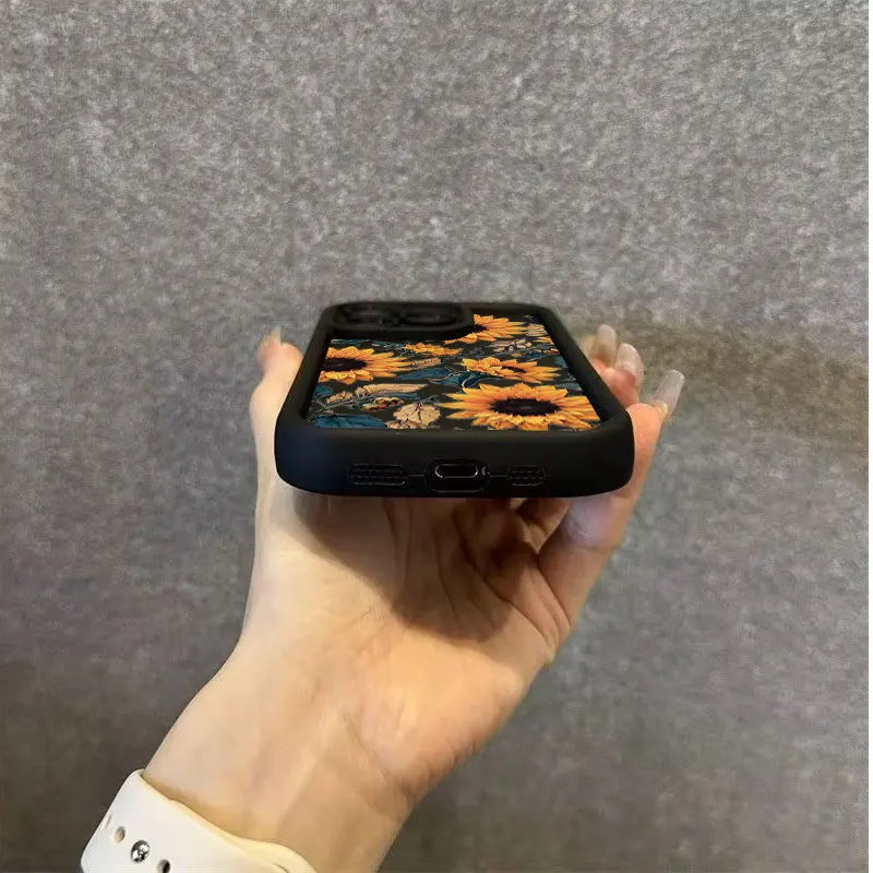 Funda de teléfono anticaída engrosada de verano Floral para iPhone 14, 15, 11, 12, 13, 16 Pro Max, 7, 8 Plus, XS, XR bump, cubierta trasera de silicona sólida - imagen 5