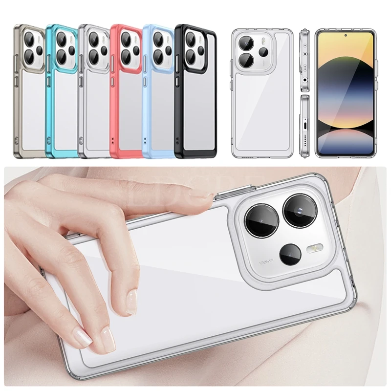 Para Xiaomi Redmi Note 14 funda de lujo de silicona transparente parachoques Redmi Note 14 funda de teléfono TPU a prueba de golpes Redmi Note 14 cubierta