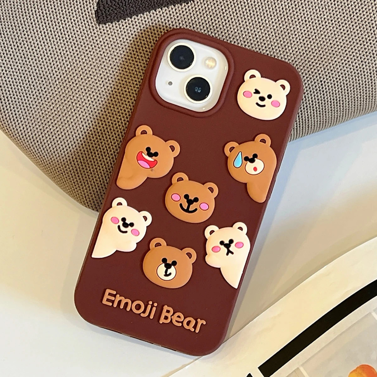 Funda de teléfono de silicona con animales de dibujos animados de oso bonito para IPhone 12 13 14 15 16 Pro Max 14 15 Plus 15pro 11 funda suave y encantadora a prueba de golpes - imagen 2