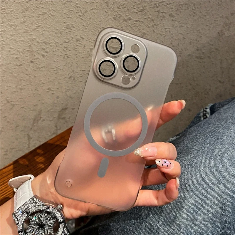 Funda de teléfono sin marco para iPhone, cubierta protectora de lente Magsafe, ultrafina, dura, PC, magnética, iPhone 15, 14 Pro Max Plus, 13, 12, 11 Pro Max - imagen 3