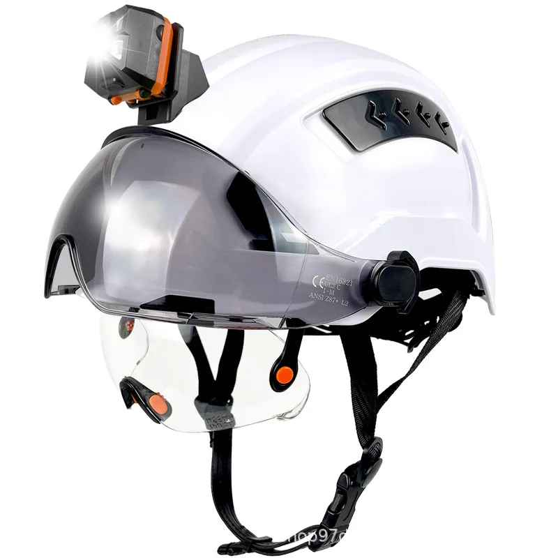Casco de seguridad para construcción CE con visera, gafas integradas para ingeniero, casco duro ABS, gorra de trabajo Industrial ANSI, protección para la cabeza, nuevo - imagen 5