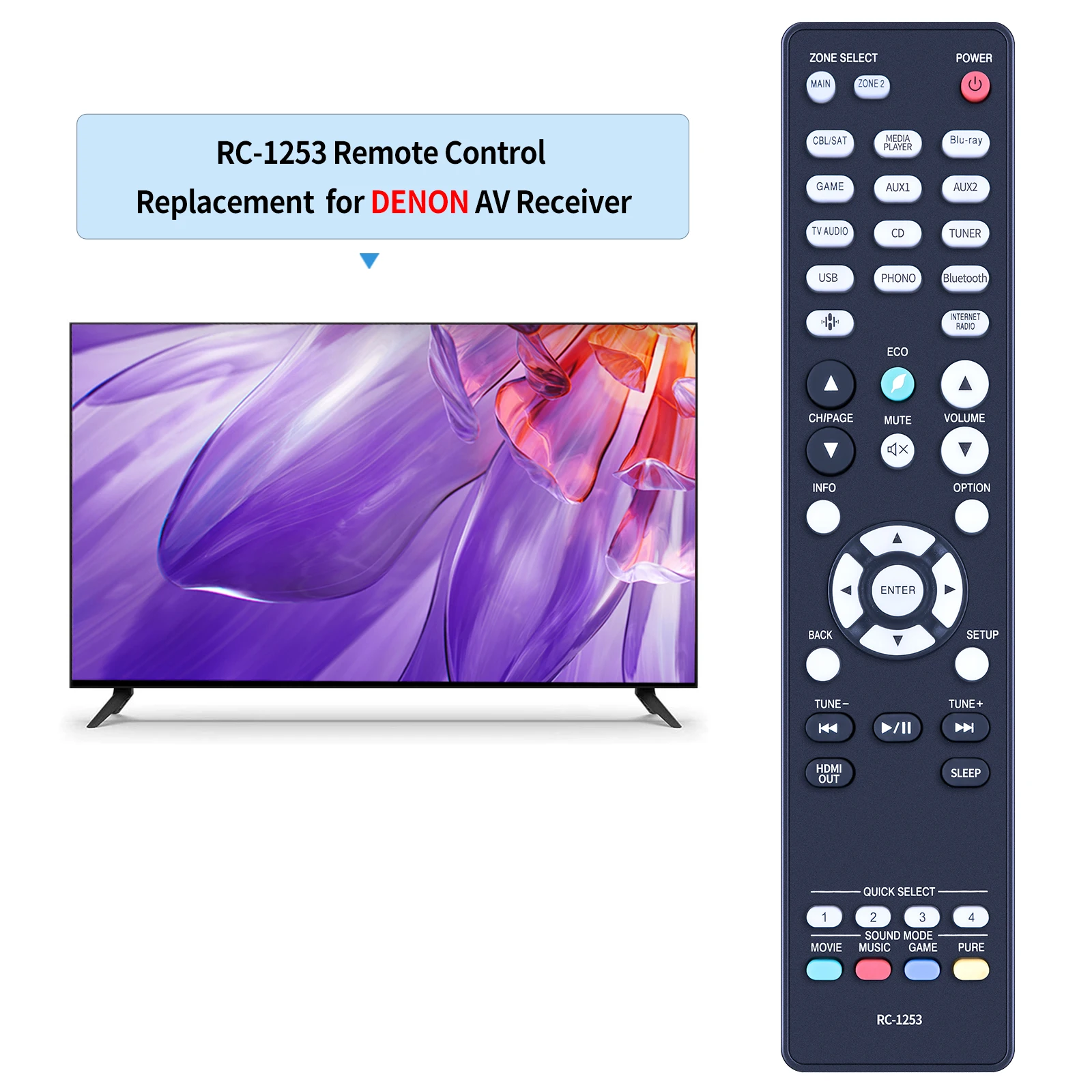 Nuevo Control remoto RC-1253 para Denon AVR-S660H AVR-S760H AVR-X2800H AV A/V receptor envolvente - imagen 2