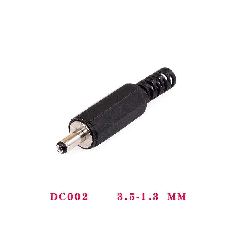 10 Uds DC-002 DC-005 3,5*1,3mm 5,5*2,1mm/2,5mm conector de toma de corriente CC negro DC002 DC005 enchufe macho/hembra enchufe macho CC - imagen 2